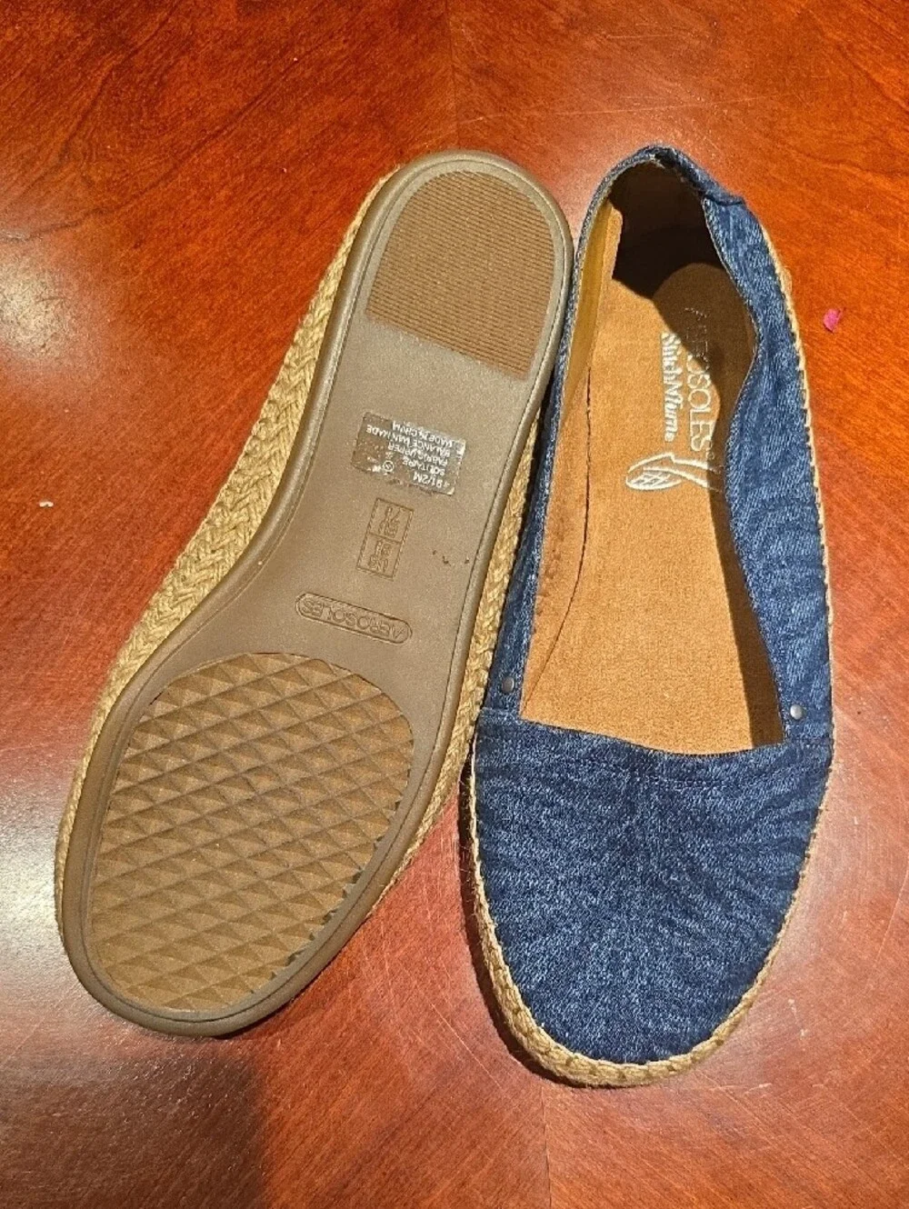 Dark Blue Espadrille Slip-On Flats